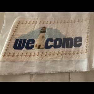 Needlepoint pillow unfinished/ lumbar